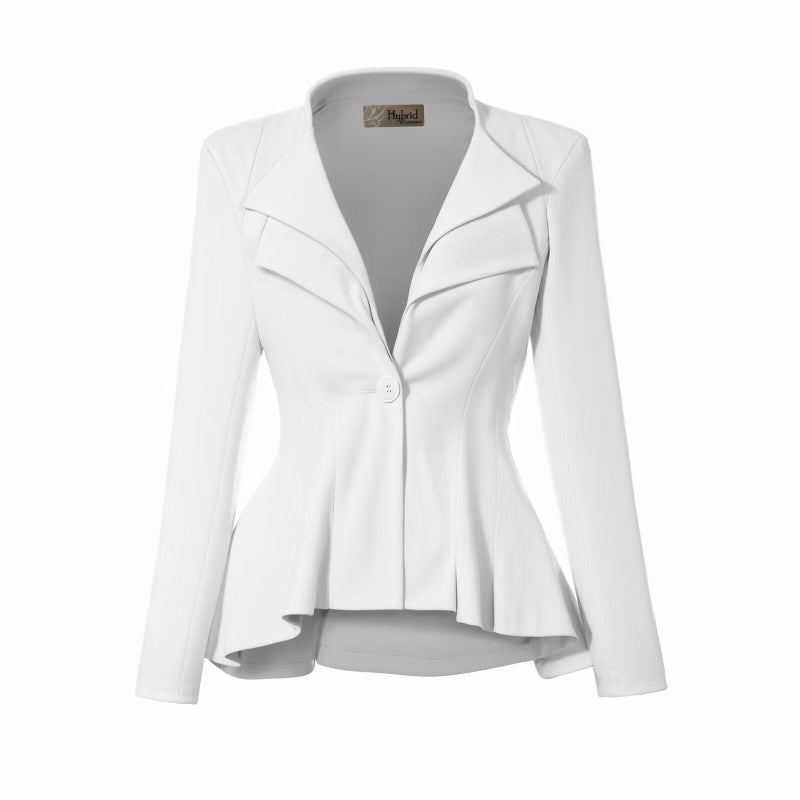 Hybrid & Company Hybrid Company Women Double Notch Lapel Office Blazer JK43864 1073T White Small