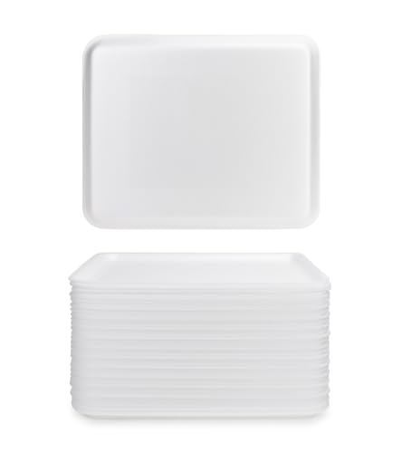 Hygloss White Foam Trays 9 x 11-Inch - Pack of 25 - Versatile Trays for Crafts & Food - Ideal Foam Tray for Food, Meat, Craft Projects - Durable Tray - Disposable & Reusable - Image 1
