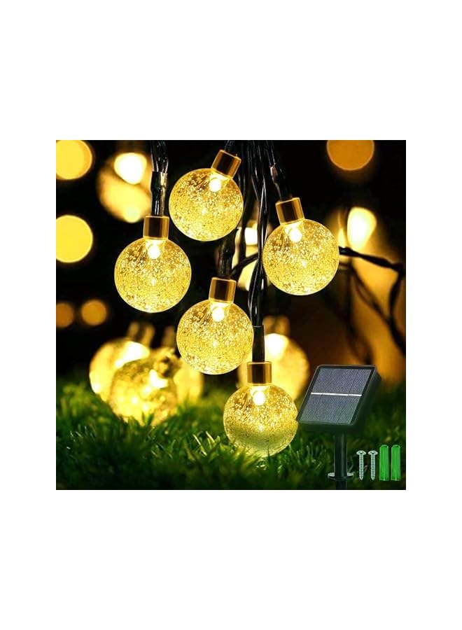 The Bros Solar String Lights Outdoor, Waterproof Solar Powered Patio Lights, Crystal Globe Solar String Lights with 8 Modes for Garden Yard Porch Wedding Party Decoration(Warm White 9.5m 50 LED) - Image 2