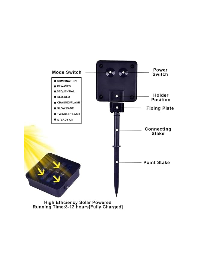 The Bros Solar String Lights Outdoor, Waterproof Solar Powered Patio Lights, Crystal Globe Solar String Lights with 8 Modes for Garden Yard Porch Wedding Party Decoration(Warm White 9.5m 50 LED) - Image 3