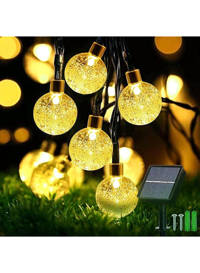 The Bros Solar String Lights Outdoor, Waterproof Solar Powered Patio Lights, Crystal Globe Solar String Lights with 8 Modes for Garden Yard Porch Wedding Party Decoration(Warm White 9.5m 50 LED) - Image 1