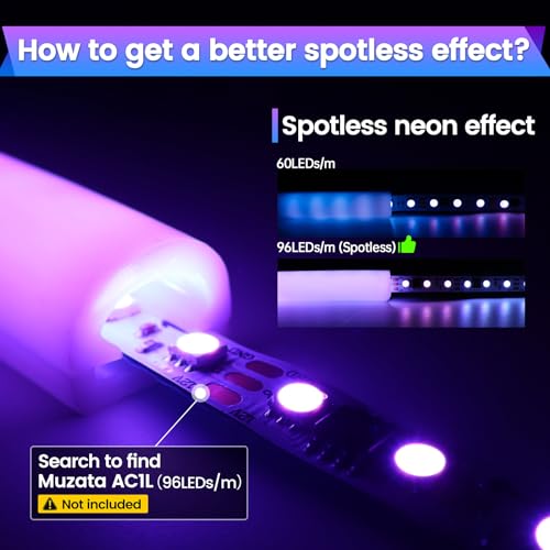 Muzata 16.5FT/5M Silicone LED Channel IP67 Waterproof Flexible Bendable Diffuser Channel fit Neon LED Strips Width up to 11MM USC2 5M - Image 4