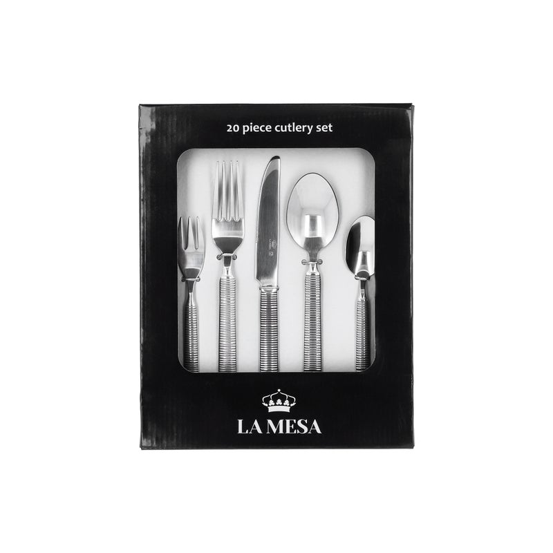 لا ميسا طقم أدوات المائدة من الستانلس ستيل من لا ميسا باللون الفضي 20 قطعة - Image 2
