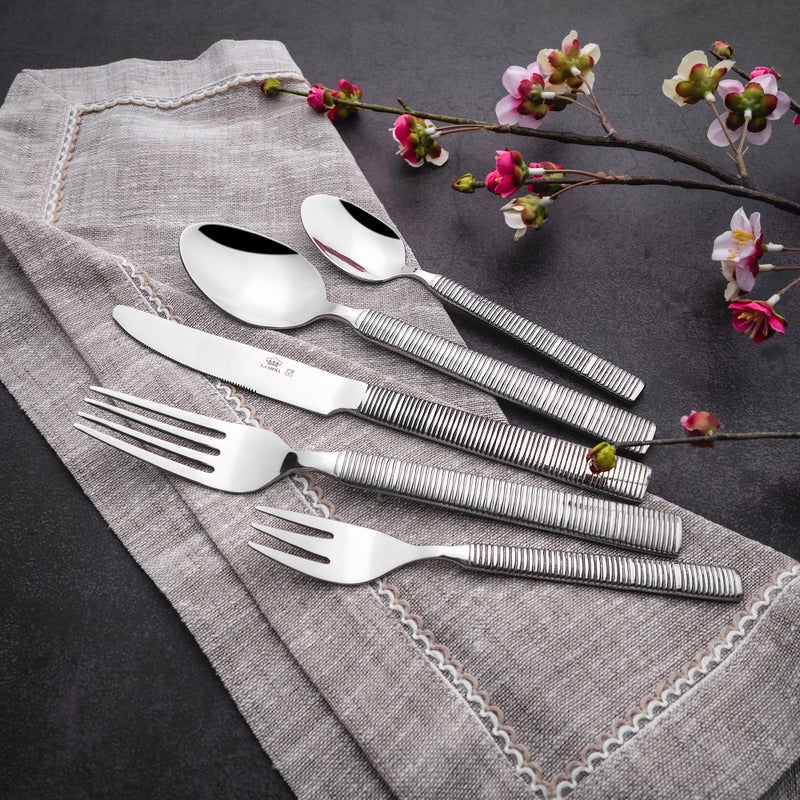 لا ميسا طقم أدوات المائدة من الستانلس ستيل من لا ميسا باللون الفضي 20 قطعة - Image 1