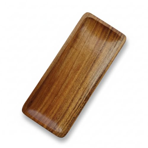 Duadecor Wooden Serving Tray for Tea & Coffee | Handcrafted Acacia Wood Platter for Breakfast, Snacks, Drinks | Lightweight & Durable | Kitchen & Dining Decor Tray (Platter) - Image 1