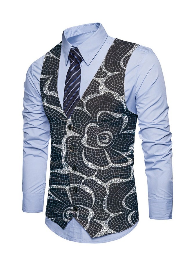 KUYING New Fashionable Personalized Printed Men's Suit Vest  - Image 1