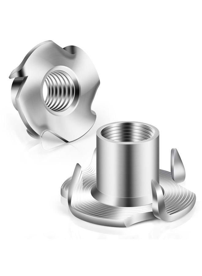 Etauwe 1/4"-20 T-Nuts 304 Stainless Steel, 4-Pronged Tee Nut for Wood, Rock Climbing Holds, Furniture, 25 PCS - Image 1