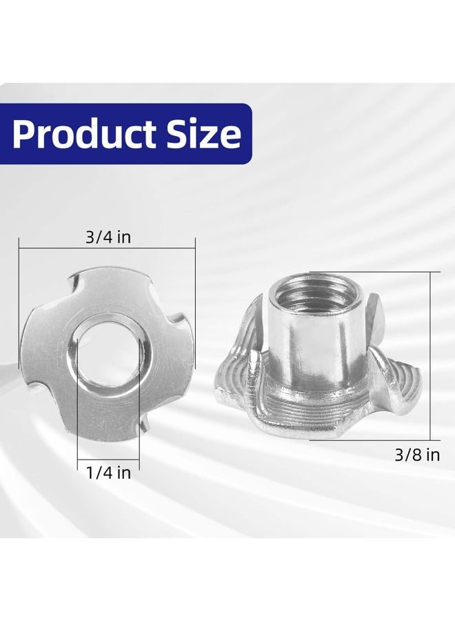 Etauwe 1/4"-20 T-Nuts 304 Stainless Steel, 4-Pronged Tee Nut for Wood, Rock Climbing Holds, Furniture, 25 PCS - Image 2