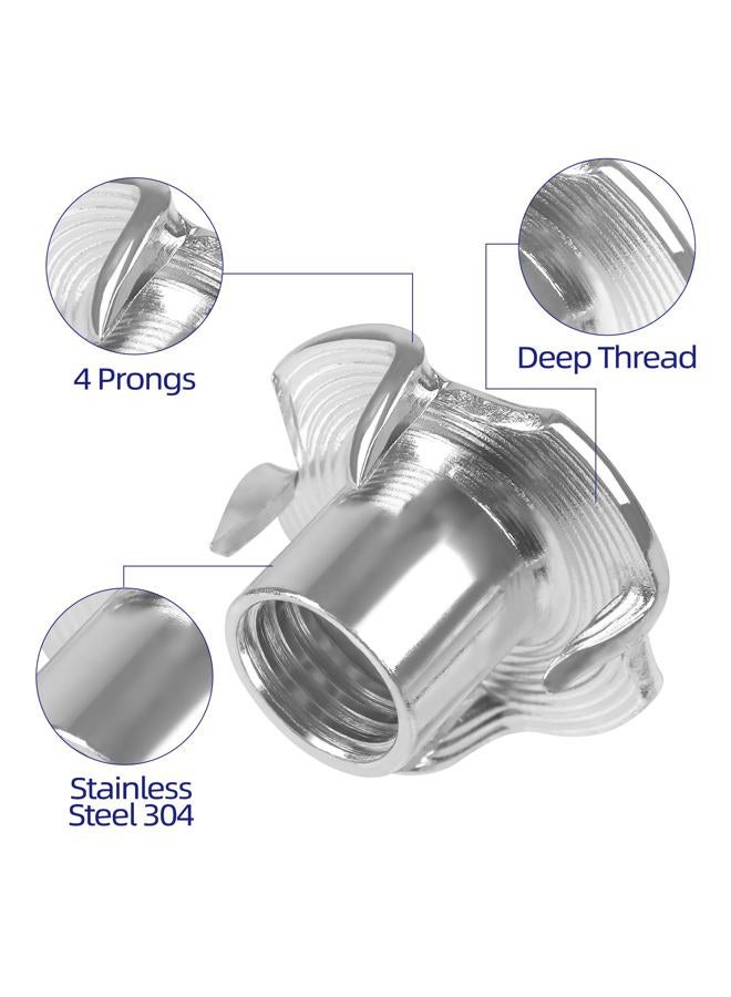 Etauwe 1/4"-20 T-Nuts 304 Stainless Steel, 4-Pronged Tee Nut for Wood, Rock Climbing Holds, Furniture, 25 PCS - Image 4
