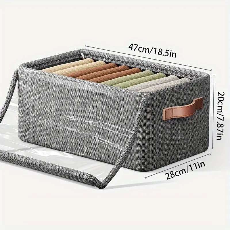 ZSIGNS Wardrobe Clothes Storage Box With Cover Steel Frame Storage Box Clothes Sorting Storage Box Space Saving Storage Organizer Of Closet Bedroom Home Dorm Bedroom Accessories PACK OF 2 - Image 2