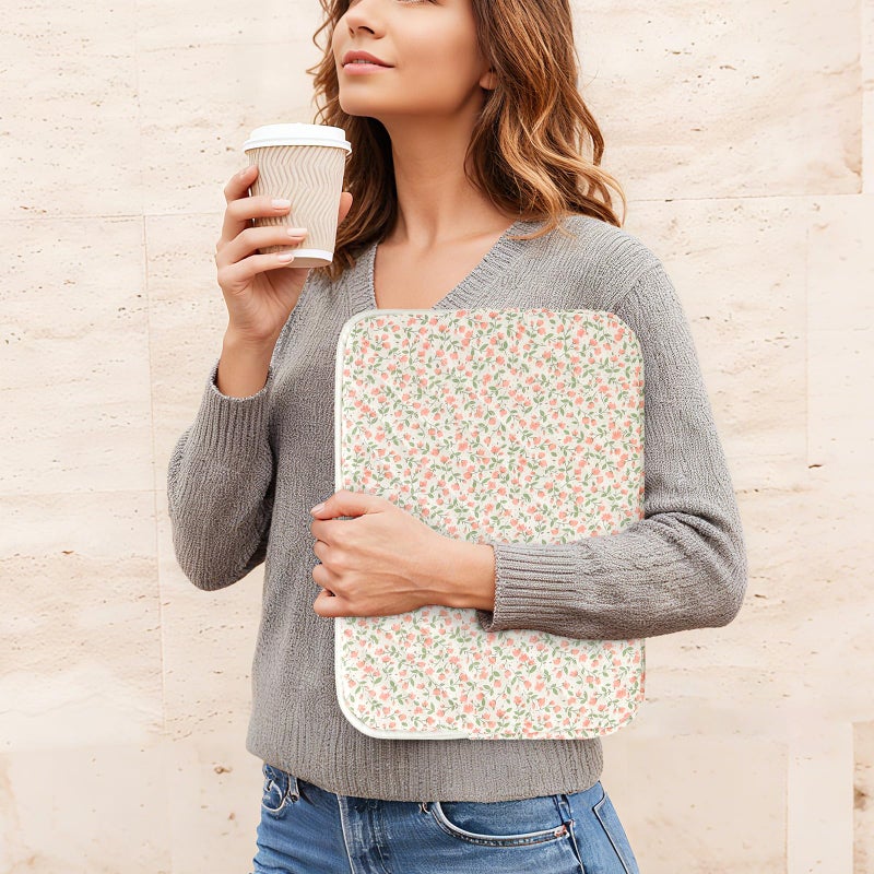 BBIQI Puffy Laptop Sleeve 13 Inch Cute Quilted Laptop Protective Case Padded Floral Computer Sleeve for MacBook (B-Pink, 13 Inch) - Image 2