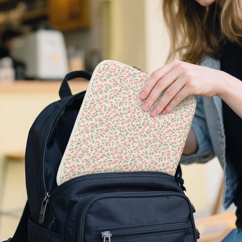 BBIQI Puffy Laptop Sleeve 13 Inch Cute Quilted Laptop Protective Case Padded Floral Computer Sleeve for MacBook (B-Pink, 13 Inch) - Image 5