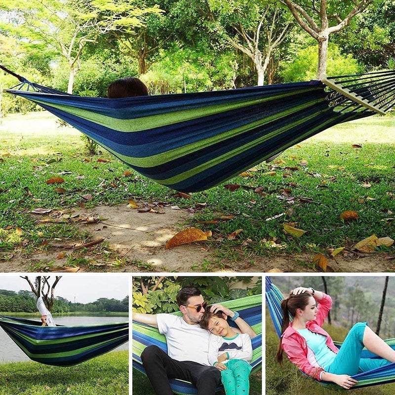 Nikrim Hammock Garden Sports Home Travel Camping Swing Canvas Stripe Hang Bed - Image 3