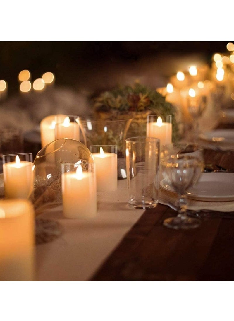 ELTRAZONE Set of 3 Glass Flameless Candles with Timer & Remote Control | Flickering LED Pillar Candles | Battery-Powered for Home, Restaurant, and Holiday Decor | Safe, Elegant Lighting with Realistic Flame Effect - Image 2