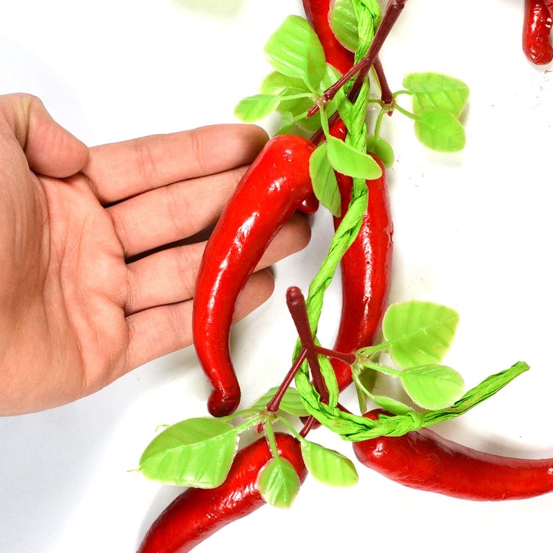 Crystu Artificial Red Chilli Decoration Vegetables for Home Decoration Chilli Artificial Vegetables for Home & Kitchen Decor Artificial Chilli Decoration (Red) - Image 2