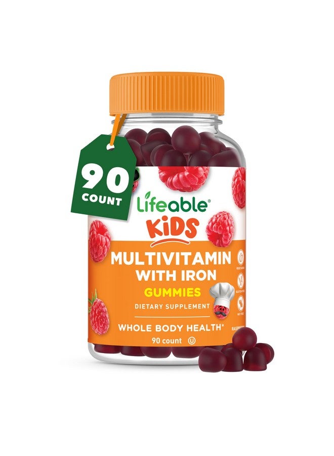 Lifeable Kids Multivitamin with Iron Gummies | Great Tasting Vitamins for Kids | Vegetarian Non-GMO Childrens Multivitamin | 90 Gummies - Image 1