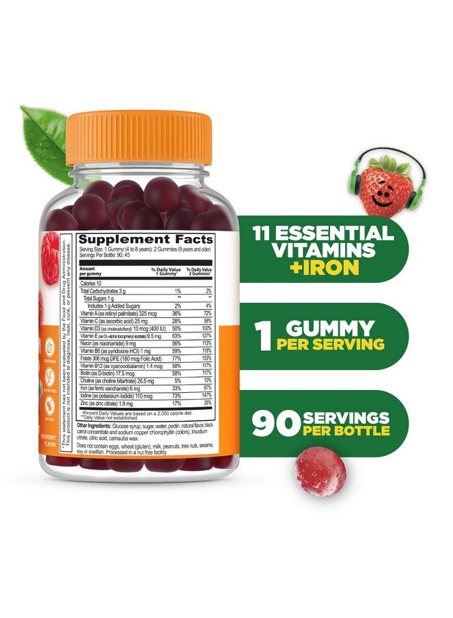 Lifeable Kids Multivitamin with Iron Gummies | Great Tasting Vitamins for Kids | Vegetarian Non-GMO Childrens Multivitamin | 90 Gummies - Image 2