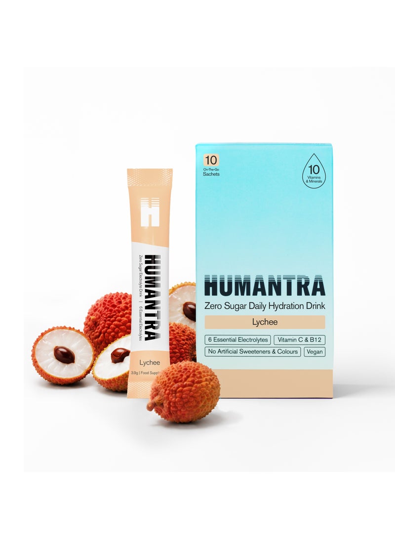 Humantra Lychee Electrolyte Hydration 3.9gm Pack Of 10 - Image 1