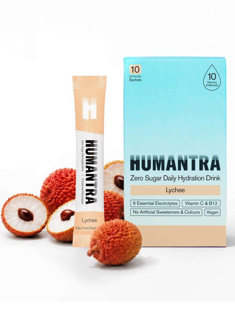 Humantra Lychee Electrolyte Hydration Drink Powder - Image 1