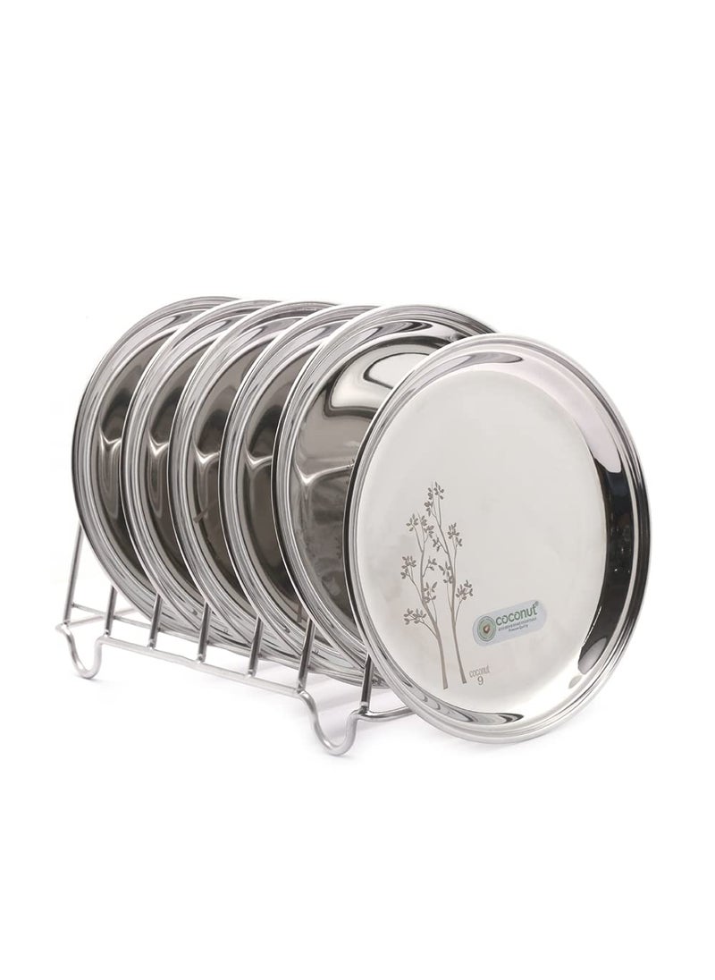 Coconut coconut Stainless Steel Laser Design Dinner Plate - Model - P5 - Set of 6-20 cm  - Image 1
