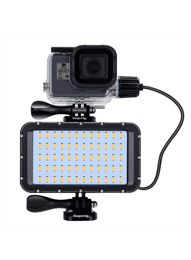 Suptig 60 LED Video Light with 5200mAh Portable Charging Battery, Portable Lighting Waterproof 164ft, Dimmable Light Compatible for Gopro Hero 11 Hero 10 Hero 9 Hero 8 Hero 7 Hero 5 Hero 6 Hero 4/3 - Image 1