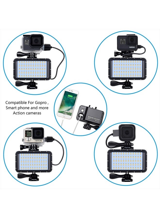 Suptig 60 LED Video Light with 5200mAh Portable Charging Battery, Portable Lighting Waterproof 164ft, Dimmable Light Compatible for Gopro Hero 11 Hero 10 Hero 9 Hero 8 Hero 7 Hero 5 Hero 6 Hero 4/3 - Image 2
