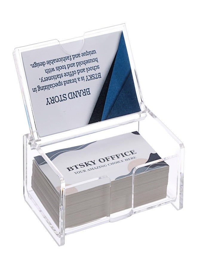 BTSKY Clear Acrylic Business Card Storage Box with Display Lid, Business Card Holder for Desk, Name Card Display Stand for Office Countertop, Business Card Storage Organizer Office Desk Accessories - Image 1