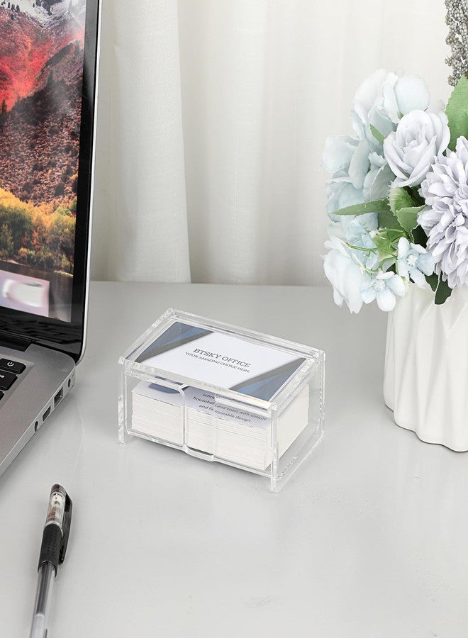 BTSKY Clear Acrylic Business Card Storage Box with Display Lid, Business Card Holder for Desk, Name Card Display Stand for Office Countertop, Business Card Storage Organizer Office Desk Accessories - Image 2
