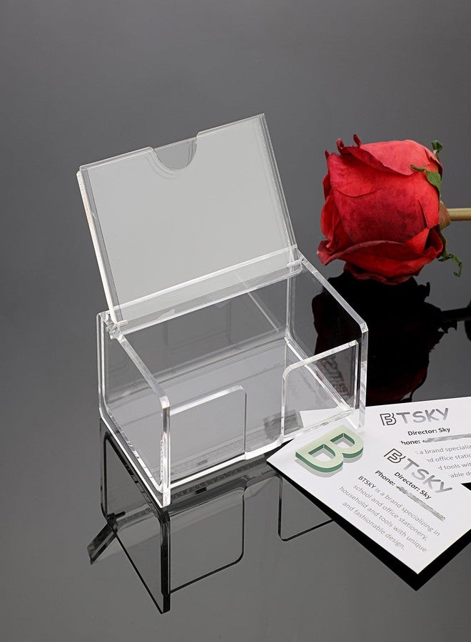 BTSKY Clear Acrylic Business Card Storage Box with Display Lid, Business Card Holder for Desk, Name Card Display Stand for Office Countertop, Business Card Storage Organizer Office Desk Accessories - Image 5