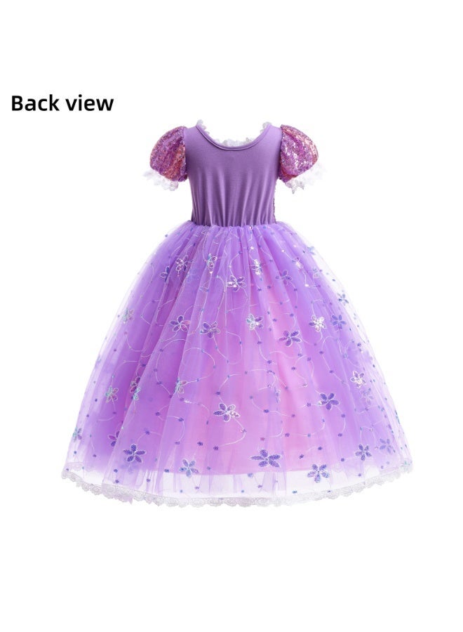 NOVOLAN Girls Princess Dress Cospaly Fairy Tale Princess Dress Purple Dress Tulle Sweet Style, 4-Layer Skirt Eye-Catching Ideal For Costume Parties Playtime Included Sleeves 100cm to 150cm - Image 4