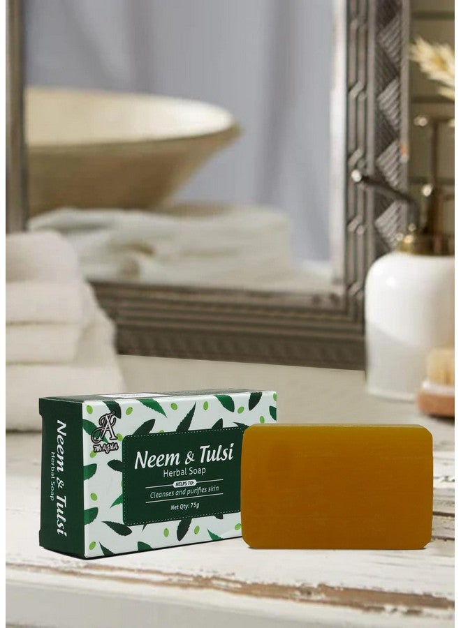 7TH AJMA Neem & Tulsi Handmade Soap - Natural Herbal Purifying Soap for Clear, Healthy Skin, 75g (Pack of 6) - Image 2