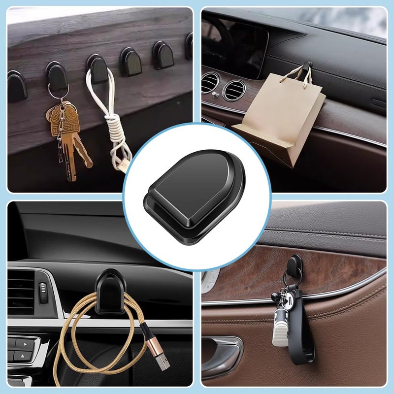 TRKETK 40 Pieces Car Adhesive Hooks Mini Invisible Adhesive Multifunctional Car Dashboard Hook Black for Keys USB Cables Earphone Cables Towels - Image 3
