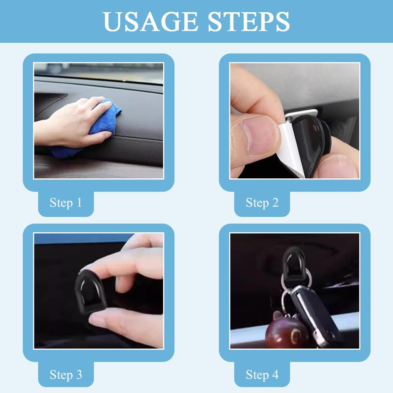 TRKETK 40 Pieces Car Adhesive Hooks Mini Invisible Adhesive Multifunctional Car Dashboard Hook Black for Keys USB Cables Earphone Cables Towels - Image 5