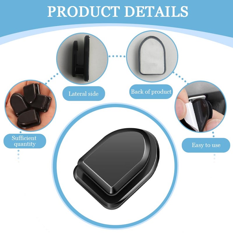 TRKETK 40 Pieces Car Adhesive Hooks Mini Invisible Adhesive Multifunctional Car Dashboard Hook Black for Keys USB Cables Earphone Cables Towels - Image 4