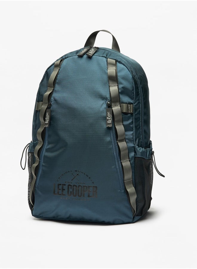 Lee Cooper Men's Logo Print Backpack with Adjustable Straps and Zip Closure  - Image 2