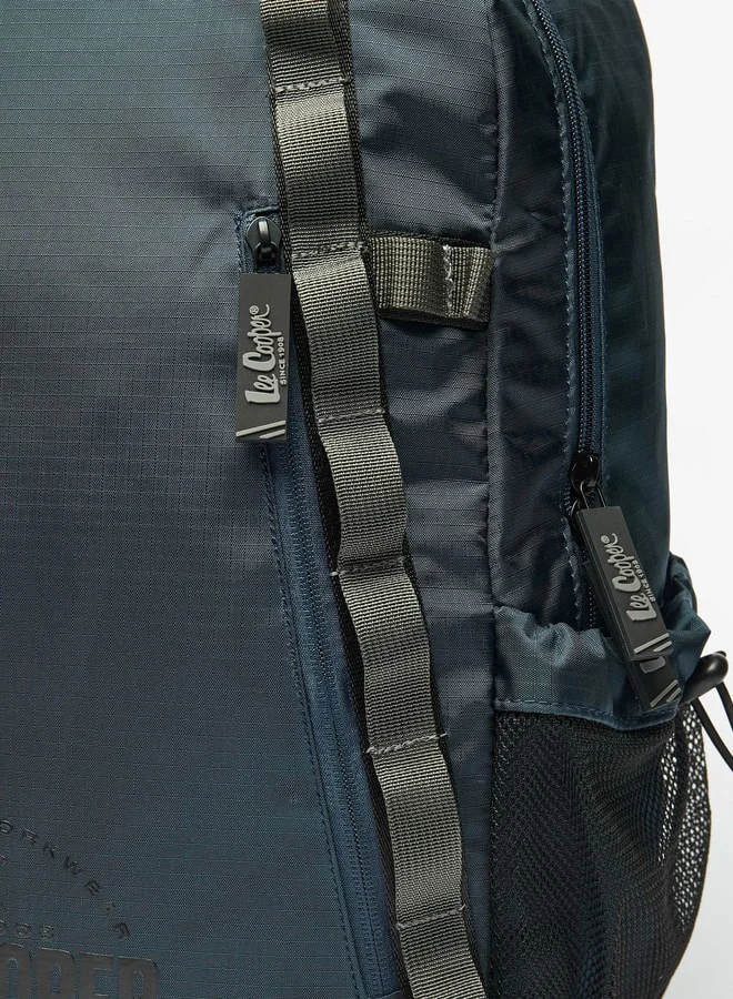 Lee Cooper Men's Logo Print Backpack with Adjustable Straps and Zip Closure