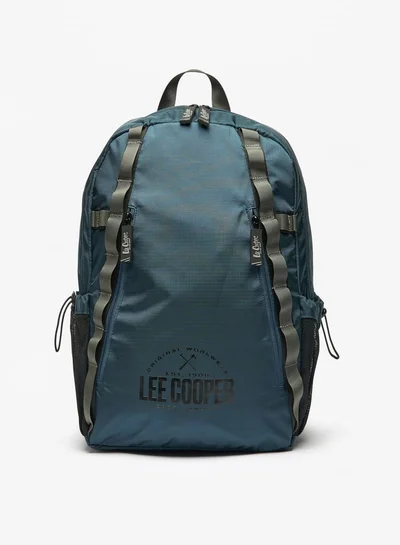 Lee Cooper Men's Logo Print Backpack with Adjustable Straps and Zip Closure