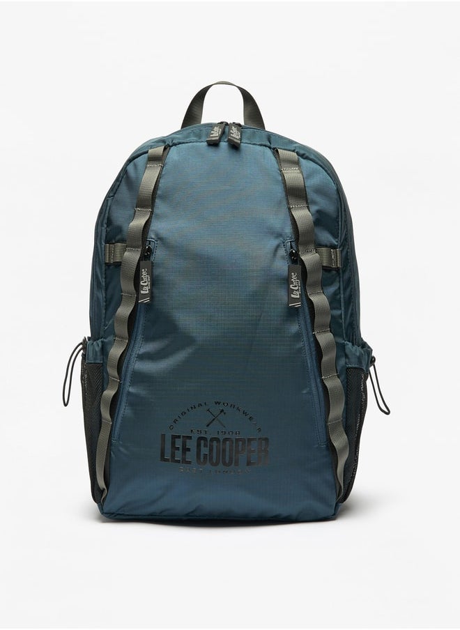 Lee Cooper Men's Logo Print Backpack with Adjustable Straps and Zip Closure  - Image 1
