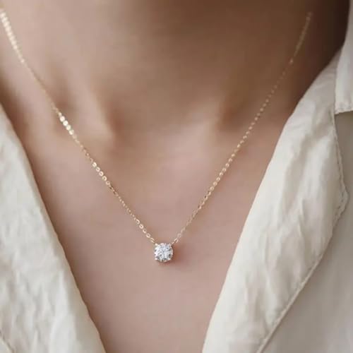 Bling Queen Women's Silver Plated Zirconia Pendant Necklace With Cable Chain, Single Stone Pendant Necklace, Cubic Zirconia Pendant Necklace, Stylish Chain Necklace, Special Gifts, O Chain Necklace - Image 2