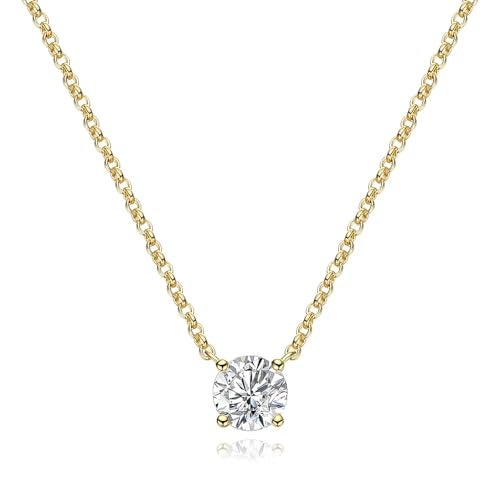 Bling Queen Women's Silver Plated Zirconia Pendant Necklace With Cable Chain, Single Stone Pendant Necklace, Cubic Zirconia Pendant Necklace, Stylish Chain Necklace, Special Gifts, O Chain Necklace - Image 1