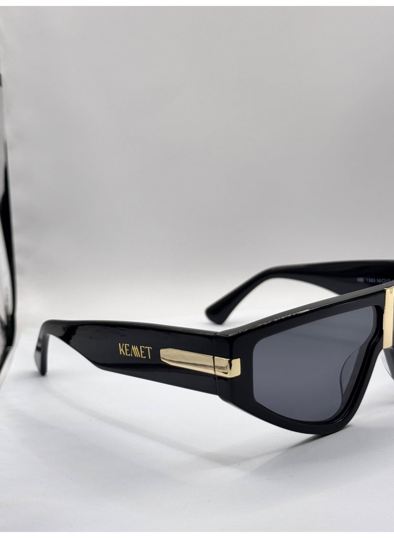 Kemet Eyewear Irregular Full Rim Unisex Celeste Black Dark Gray Lens - Image 2