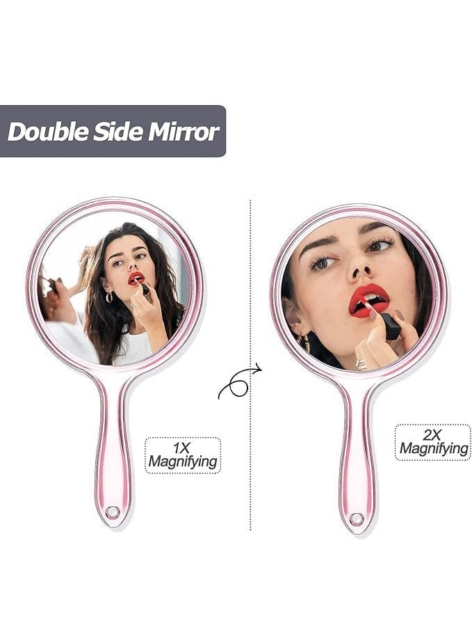Mirror Round Shape Handheld Mirror for Bathroom Vanity Table Barber Salon Travel Kit Elegant Compact Design for Easy Carrying and Storage - Multicolor - Image 3
