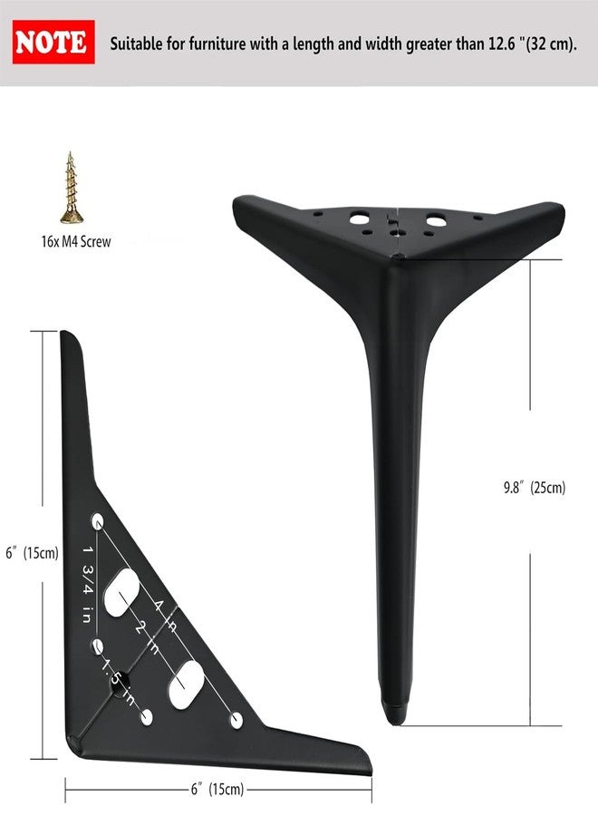 Smaxcn 9.8 inch/25cm Matte Black Metal Furniture Legs Set of 4, DIY Replacement for Cabinet Legs, Sofa Legs, Chair Legs - Image 2
