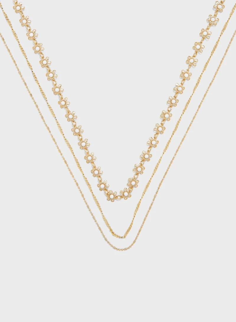 American Eagle Daisy Metal Layered Necklace Set