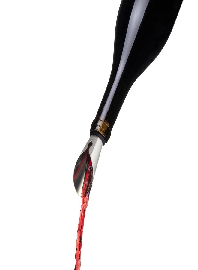 TRUE Duo Wine Pourer and Stopper, Bottle Sealer, Drip Free Pourer, Wine Cork Spout, 2-Piece Design, Silicone and Stainless Steel - Image 4