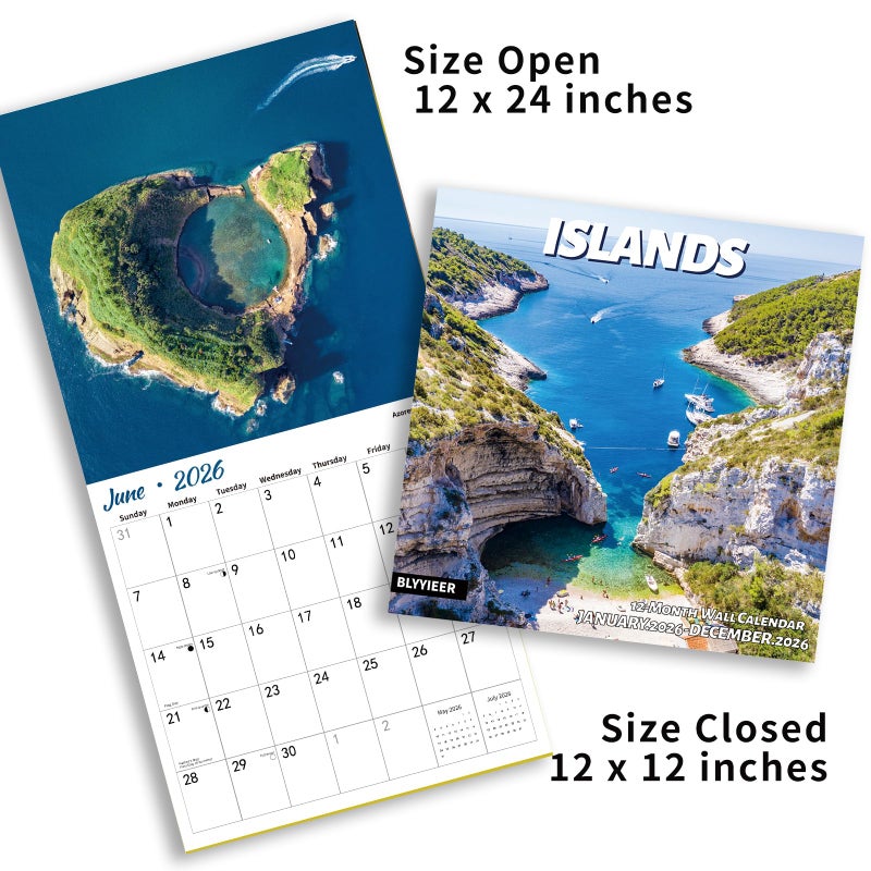 BLYYIEER 2026 Wall Calendar Islands Monthly Wall Calendar  12"" X 24"" Open Family Planner Calendar Home & Office Organizer Hangable - Image 5