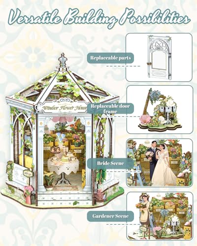 CUTEBEE Garden House Book Nook Kit DIY Miniature House Kit for Teens Adults 3D Wooden Puzzle Booknook Tiny House Building Kit for Book Lovers Gift for Bride and Groom Family Friends - Image 5