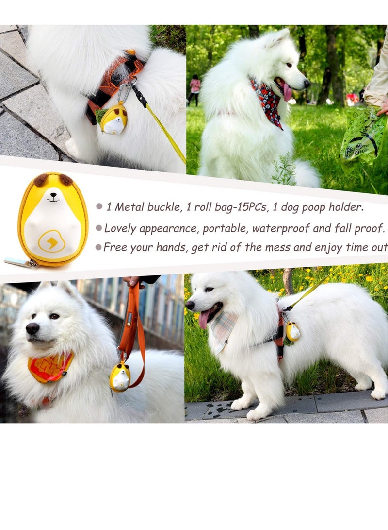 Excefore Funny Dog Poop Bag Holder, Dog Waste Bags Pouch with Carabiner for Leash, PU Doggie Poo Bags Dispenser, with Zipper and 1 Roll Leak-Proof Green Scented Bags, for Doggie Puppy (1 Pack) - Image 4