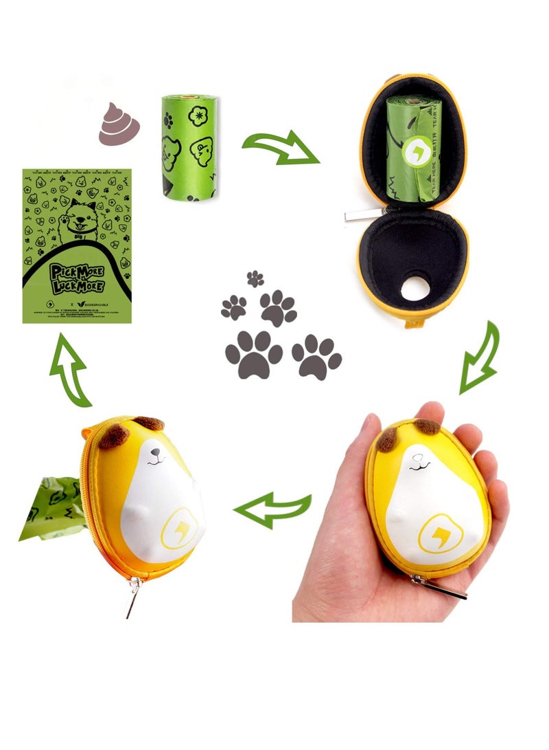 Excefore Funny Dog Poop Bag Holder, Dog Waste Bags Pouch with Carabiner for Leash, PU Doggie Poo Bags Dispenser, with Zipper and 1 Roll Leak-Proof Green Scented Bags, for Doggie Puppy (1 Pack) - Image 5