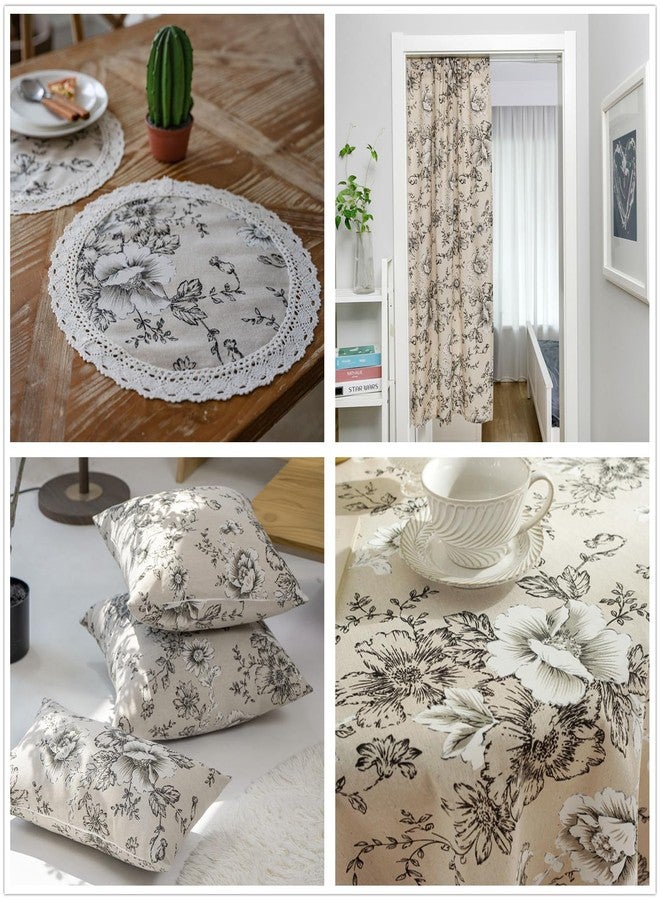 LOVOUS Linen Floral Fabric by The Yard - Upholstery Fabric by The Yard Sewing Quilting Fabric 62 Inch Width for Chairs Sofas Tablecloth Curtains Reupholstery - 3 Yard - Image 4